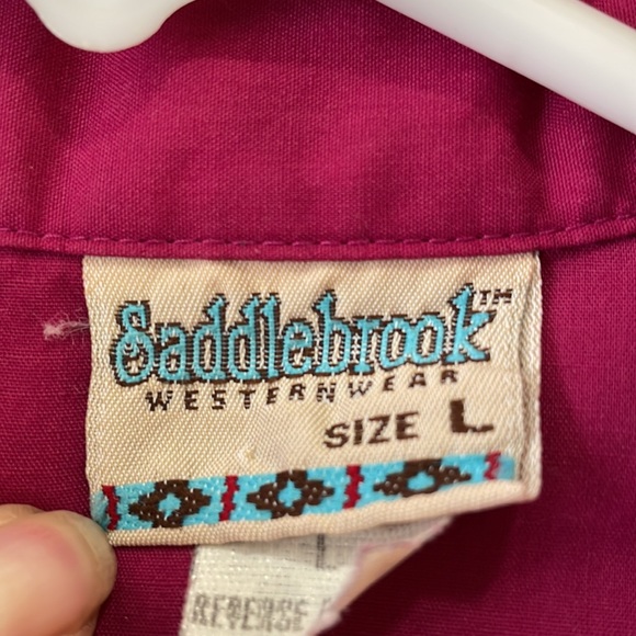 Vintage Saddlebrook Western wear size large burgundy, western shirt - Picture 9 of 11